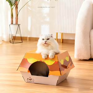 Dễ Thương Hamburger Phong Cách Đa Chức Năng Giấy Sóng Trong Nhà Ngoài Trời Đầy Màu Sắc Hộp Mèo <span class=keywords><strong>Scratcher</strong></span> Với Thiết Kế Vui Vẻ Hộp Đóng Gói - Product Image 3
