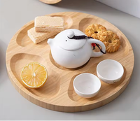 Assiette en bambou avec logo personnalisé en vente chaude Assiette à collation en bambou Plats de fruits ronds à 5 compartiments pour le service