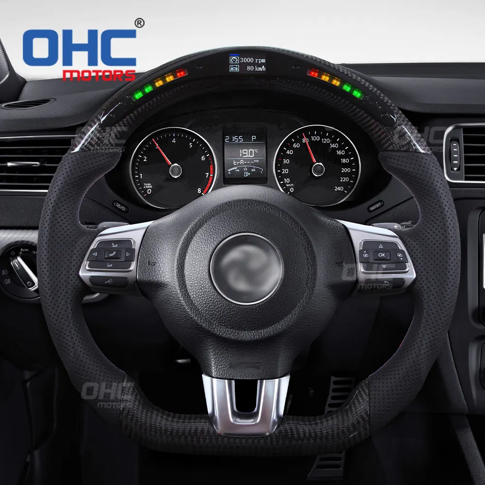 LED Smart Carbon Fiber Steering Wheel Compatible With Golf 6 MK6 Golf R Gti Steering Wheel Carbon Fiber OHC Motors