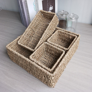 Handmade Japanese Straw <b>Woven</b> Storage <b>Basket</b> Rectangle Multi Compartment Kitchen Seasoning Organizer Storage <b>Baskets</b> RD233085 - Product Image 2