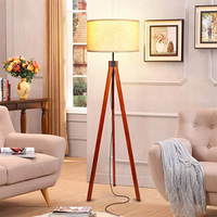 Lampe sur pied en bois de style rétro avec abat-jour en tissu LED, intensité réglable, E27, pour salon, chambre à coucher, décoration de la maison