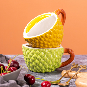 Meilleures tasses à café en céramique avec motif de fruit de durian, personnalisées, tendance, grande capacité, écologiques, non toxiques, pour le lait et l'eau - Product Image 1