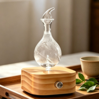 Diffuseur sans eau à base carrée en bois de pin, nébuliseur en verre de 30 ml, atomiseur d'arômes, lumière à 7 couleurs pour spa