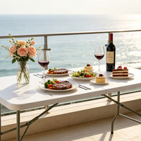 Table pliante en plastique de 180 cm (6 pieds) pour usage commercial, pliable en deux, imperméable, portable, pour fêtes, banquets et activités de plein air
