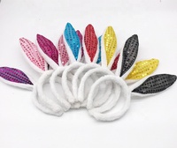 Serre-tête Pliable en Fourrure à Paillettes Brillantes avec Longues Oreilles de Lapin pour Noël et Pâques, Collection Automne-Hiver 2025 – Accessoire Cheveux Adorable