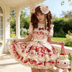 Vestido JSK Lolita con Estampado de Fresas, Falda Estilo Princesa, Disfraz de Cosplay de <span class=keywords><strong>Anime</strong></span> para Mujer, Fiesta, Té - Product Image 2