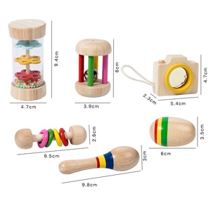 Jouets éducatifs Montessori pour enfants, ensemble de jouets en bois, hochet à main pour apaiser et stimuler la préhension, hochet pour bébés - Product Image 6