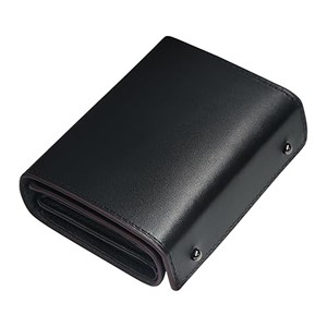 Japanese Style Accordion Coin Purse Black Genuine Leather <b>RFID</b> <b>Blocking</b> Unisex <b>Wallet</b> Short Size Everyday Use - Product Image 1
