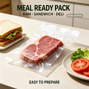 Sac sous vide de qualité alimentaire, pochette à trois soudures latérales en LDPE, sac d'emballage thermosoudable pour la conservation de la viande, du jambon, des sushis et des aliments - Product Image 5