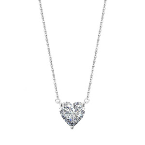 Collar de circonita para mujer, colgante simple en forma de corazón de 10 mm, cadena para clavícula, súper brillante, a la moda, combina con todo, joyería transfronteriza - Product Image 5