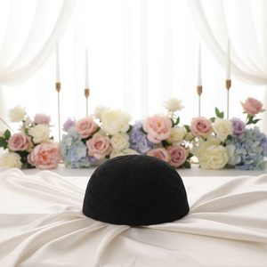 C068 Cappello da Preghiera Musulmano Saudita Personalizzato Nero con Filo Color Caffè, Cotone e 100% Poliestere, Taglia Unica, Marca ABBAS - Product Image 3