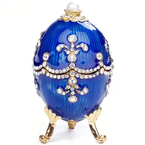 Metal Supplier Pearl Metal Crafts Hand-painted Jewelry box Faberge Eggs Vintage Souvenirs
