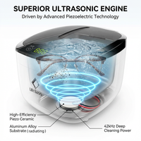 Nouveau Nettoyeur à ultrasons en acier inoxydable 850 ml pour bijoux, pinces à cuticules, repousse-cuticules, limes métalliques, avec écran tactile