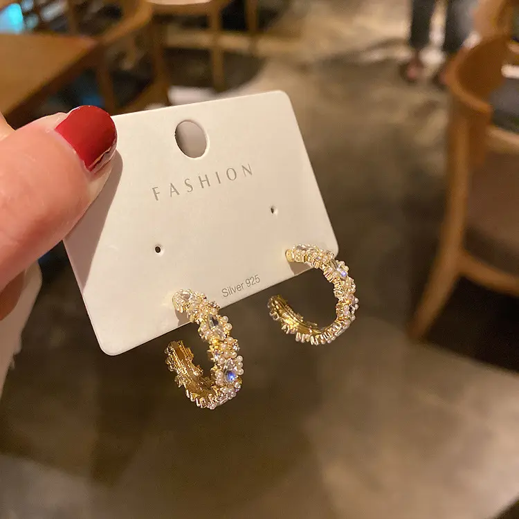 Fashion Jewelry Trendy Crystal Personalized Hoop Earrings