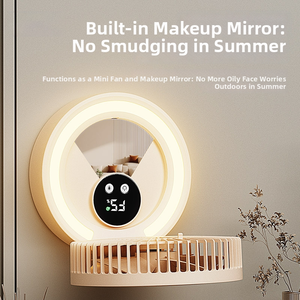 Foldable Portable USB Fan with Mirror Multifunctional <b>Mini</b> Desk Fan Rechargeable Personal Cooling Fan Travel Fan for Home office - Product Image 2