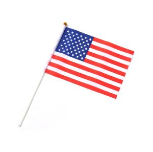 Оптовая продажа, дешевая цена, 100% полиэфирный материал, американский ручной развевающийся флаг с деревянным флагштоком для рекламной деятельности - Product Image 4