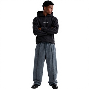 New Wholesale Custom Men's <b>Vintage</b> Acid Wash Baggy Sweatpants Heavyweight Streetwear Joggers Fleece Wide Leg <b>Track</b> <b>Pants</b> - Product Image 2