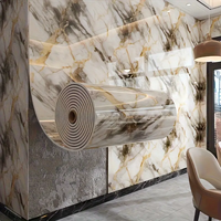 Papier Peint Marbre XPE Auto-Adhésif avec Effet Illusion 3D, Carrelage Adhésif Amovible pour Murs, Planchers, Plafonds