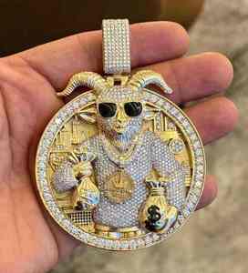 จี้เพชรโมอิสซาไนต์แบบฮิปฮอปสั่งทำพิเศษ ขนาด 1 2 3 4 5 นิ้ว เงินแท้ชุบทองเคลือบเงา สำหรับผู้ชายและผู้หญิง - Product Image 4