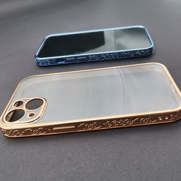 Gold Electroplating Soft Clear TPU Waterproof Shockproof Phone Case 12 13 Precision Ports Light Weight Luxury Mobile Flower