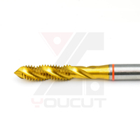Tap Spiral Flute HSSE Standar DIN M4*0.70 dengan Lapisan TiN, Alat Pembuat Ulir CNC Tangan Kanan untuk Bahan Keras Lubang Tertutup