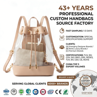 Sac à dos en PVC beige et transparent, élégant et luxueux, sac à bandoulière à cordon, sac à main chic pour femme, fabrication sur mesure OEM