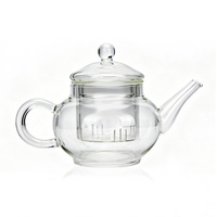 Théière en verre miniature pour une personne de 11 oz, en verre borosilicate haute résistance, transparente, pour préparer le café et le thé, avec couvercle et filtre