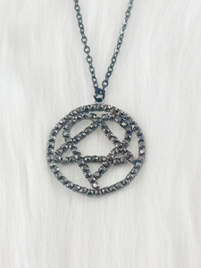 Collar con Colgante de Símbolo de Paz con Pedrería, Joyería de Moda, Brujería, Pentagrama Satánico, Cadena de Acero Inoxidable, Amuleto de Color Negro - Product Image 4