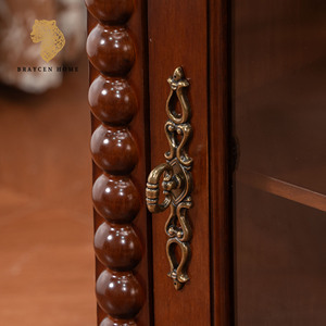 Armoire latérale étroite en bois massif vintage, armoire de rangement avec porte en verre et tiroir, <span class=keywords><strong>meuble</strong></span> gain de place pour salon et salle de bain - Product Image 4