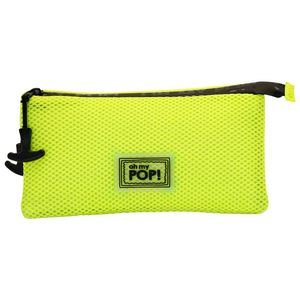 Oh My Pop Trousse à crayons triple en maille jaune néon - Product Image 2