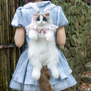Zaino a Forma di Gatto Ragdoll Bicolore in Peluche DUPAN Haishan, Simulazione Realistica di Animale Carino per Decompressione - Product Image 3