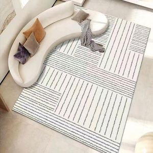 High-Grade Gray Loop Pile Polyester Geometric Pattern <b>Light</b> Luxury Anti-slip Customizable Washable Carpet Living Room Bedroom - Product Image 4