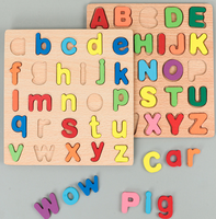 Plaque en bois artisanale incrustée d'alphabet et de chiffres, mosaïque décorative pour la reconnaissance précoce, ornement artistique en bois