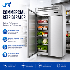<span class=keywords><strong>Frigorifero</strong></span> Commerciale a <span class=keywords><strong>2</strong></span> <span class=keywords><strong>Porte</strong></span> in Acciaio Inossidabile, Frigo Verticale con Raffreddamento Uniforme e Facile Pulizia - Product Image 2