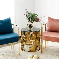 Table basse moderne en acier doré et marbre, Design créatif de bonne qualité, table ronde et populaire pour salon, livraison gratuite