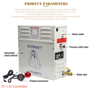 Modern 6KW/9KW Wet <strong>Steam</strong> Room <strong>Generator</strong> Acrylic Engine Sauna Machine with Computer Control Panel - Product Image 4