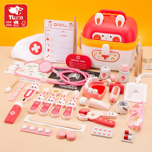 <span class=keywords><strong>Juego</strong></span> de Doctor de Madera para Niños, Kit de <span class=keywords><strong>Juego</strong></span> de Imitación con Caja de Plástico, Simulación Médica, Regalo para Niñas - Product Image 1