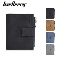 Baellerry dompet pendek pria, kelas atas Multi kartu ritsleting vertikal desain sederhana dengan kulit PU dan lapisan poliester 2025