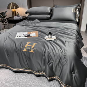 Couette légère en <span class=keywords><strong>satin</strong></span> de polyester hypoallergénique de luxe, ensemble de literie rafraîchissant pour l'été, <span class=keywords><strong>couvre</strong></span>-<span class=keywords><strong>lit</strong></span> - Product Image 4