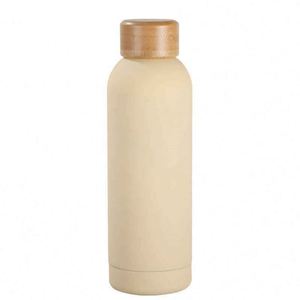 Botella de Vacío de Acero Inoxidable Rosa con Tapa de Madera, Diseño Minimalista, Termo de Viaje con Doble Pared Aislada, 12-24 Horas - Product Image 5