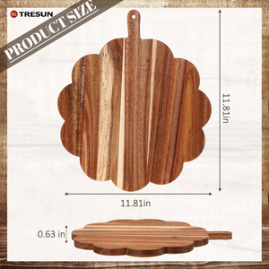 Tablas de Madera de Acacia con Borde Festoneado Personalizadas, Tabla de Cortar de Madera para Pan, Carne, Frutas, Queso, Suministros para Carnicería - Product Image 2