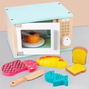 Juguetes educativos de madera para niños Juego de cocina de horno microondas simulado que fomenta el juego prolongado y la imaginación - Product Image 5