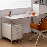 Bureau en acier inoxydable de style Bauhaus du milieu du siècle avec rangement intégré, table de travail multifonctionnelle pour bureau à domicile ou chambre