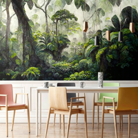 Papier peint tropical, paysage 3D, murale de jungle, forêt tropicale vintage, papier peint mural pour la décoration intérieure de la maison et des hôtels