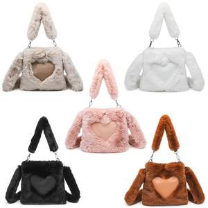 2024 nuovo arrivo coniglietto di peluche Tote Bag in cartone graziose borse da donna con fodera in peluche accessori ibernali - Product Image 1