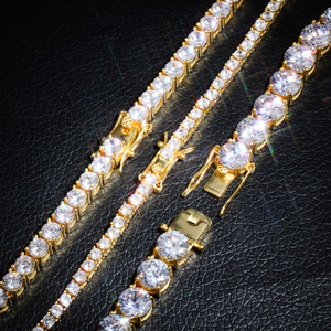 Collar de Cadena de Tenis con Diamantes Chapado en Oro de 14k de Primera Calidad, Corte Brillante, Joyería Fina de Lujo, Colección Unisex - Product Image 3