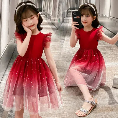 meg　女の子　夏服　まとめ売り　130 Girls' New Summer Performance Clothing - Star Sky Mesh Dress