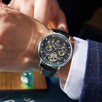 Nouvelle montre mécanique squelette de luxe pour homme, élégante, phase de lune, de haute qualité, lumineuse, étanche, automatique