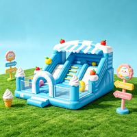 HANGXIN Toboggan gonflable personnalisé bleu pour enfants, trampoline et château gonflable combinés, en PVC, garantie 1 an, capacité maximale 20 personnes