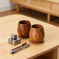 Verre à whisky en bois brûlé et ensemble de pierres à whisky réutilisables pour refroidir le whisky, coffret cadeau en bois